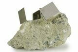 Three Natural Pyrite Cubes In Rock - Navajun, Spain #337883-1